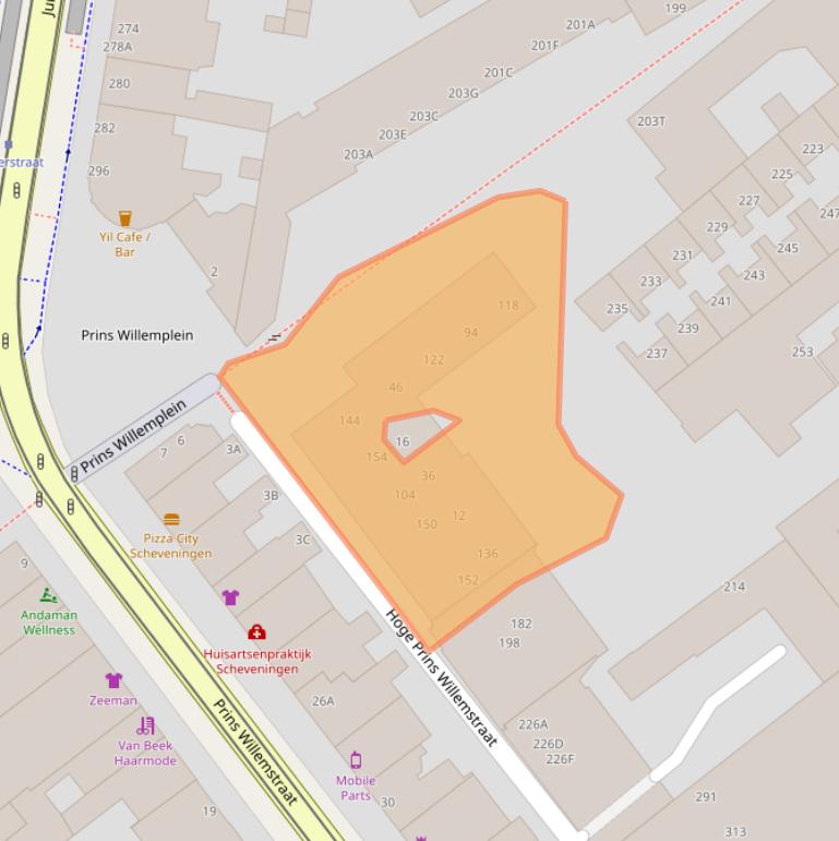 Kaart van postcodegebied 2584HZ.