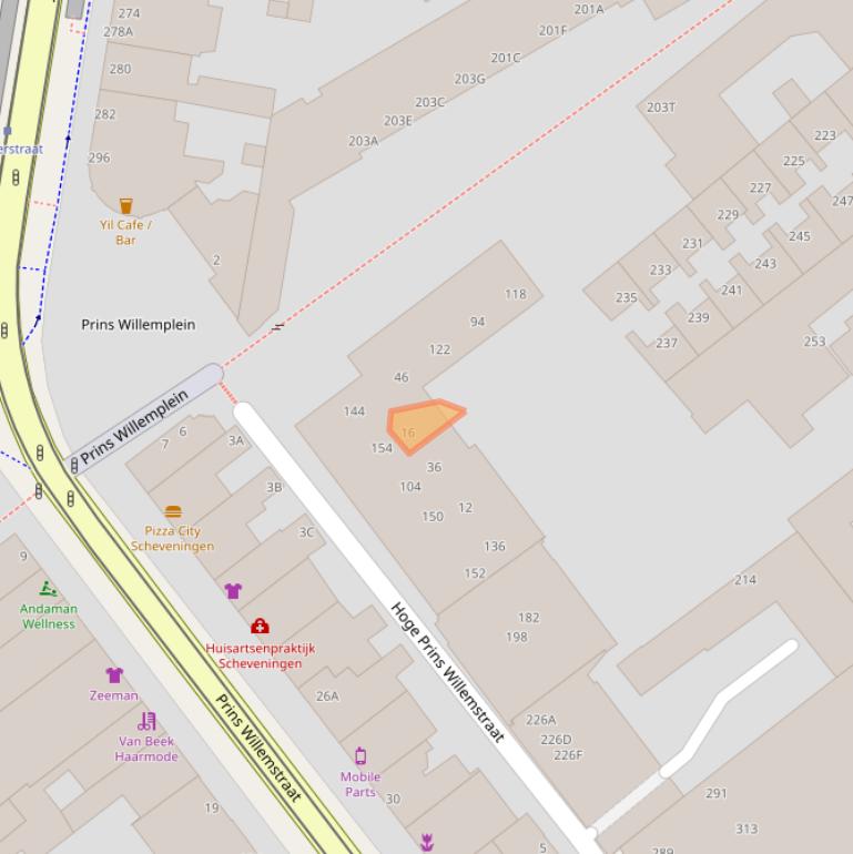 Kaart van postcodegebied 2584JA.