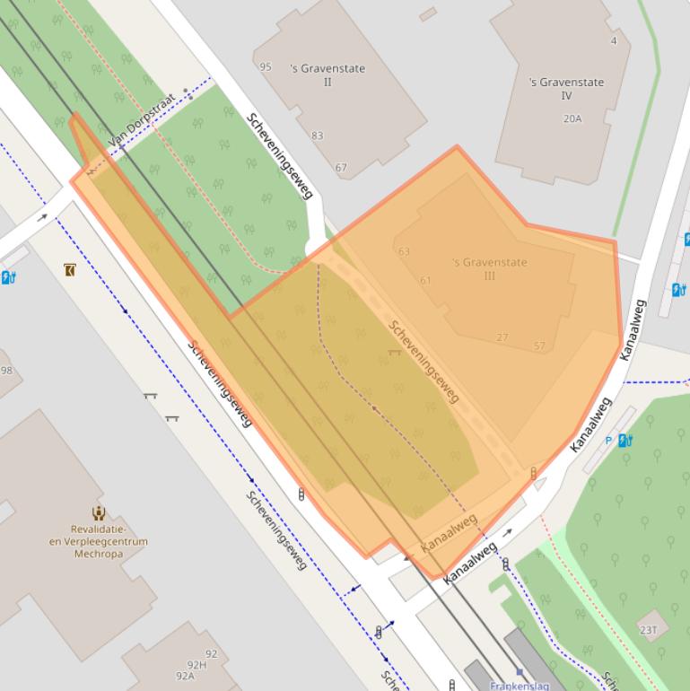 Kaart van postcodegebied 2584KC.