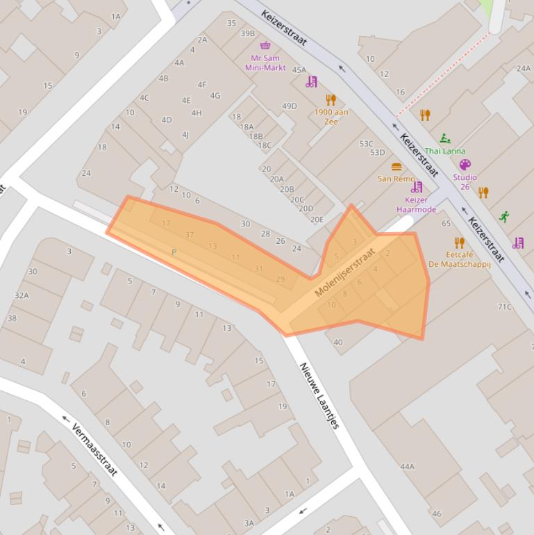 Kaart van postcodegebied 2584RA.