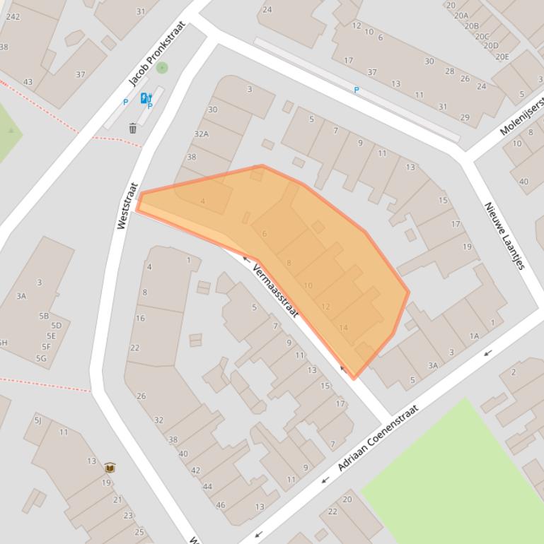 Kaart van postcodegebied 2584RC.