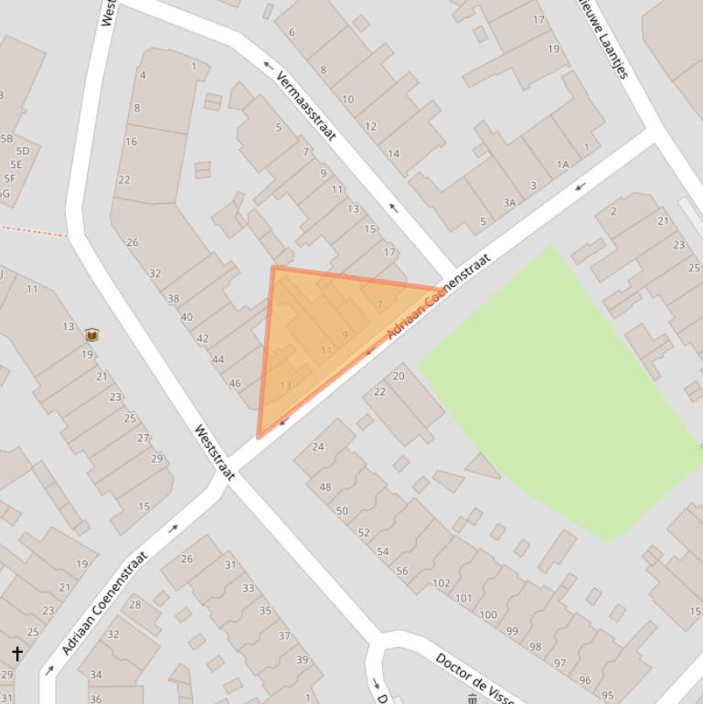 Kaart van postcodegebied 2584RE.