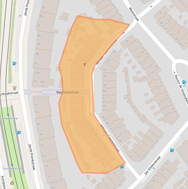 Kaart van postcodegebied 2584RG.