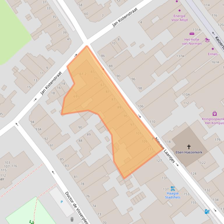 Kaart van postcodegebied 2584RT.