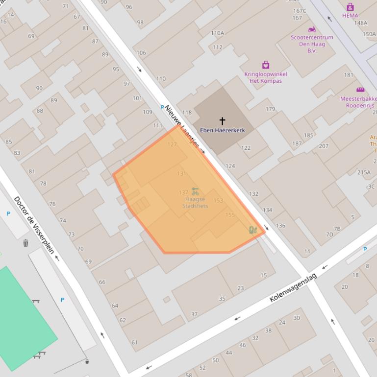 Kaart van postcodegebied 2584RV.