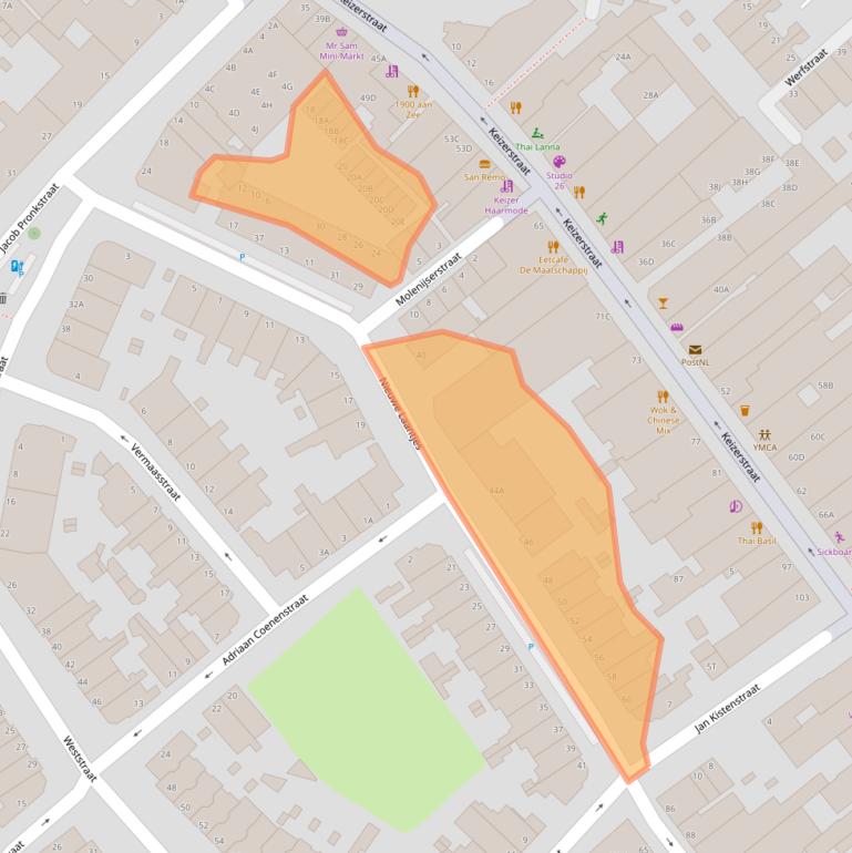 Kaart van postcodegebied 2584RW.