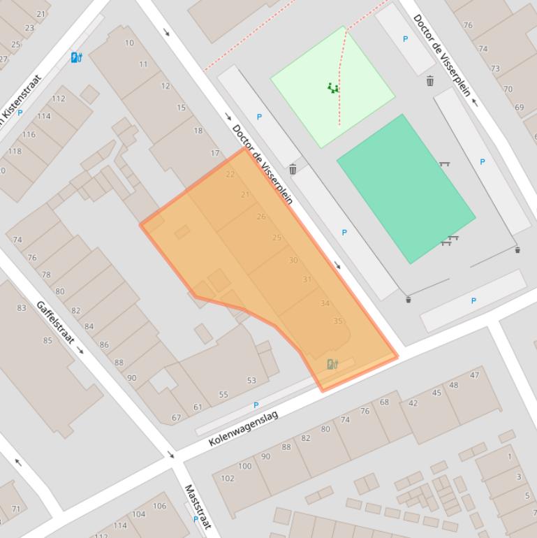 Kaart van postcodegebied 2584SC.