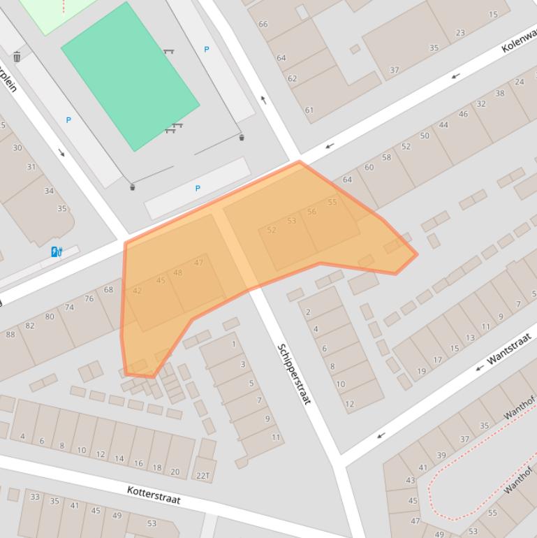 Kaart van postcodegebied 2584SE.