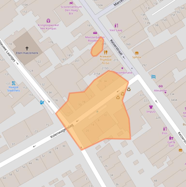 Kaart van postcodegebied 2584SM.