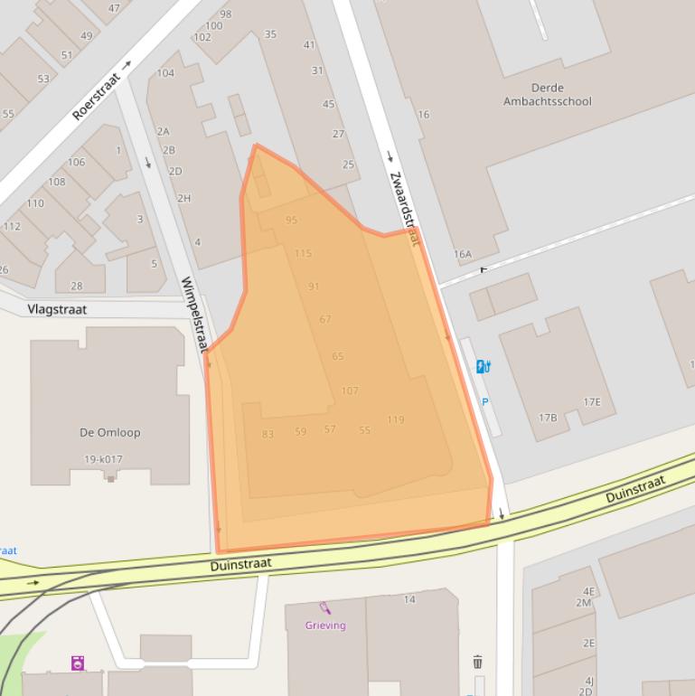 Kaart van postcodegebied 2584TP.