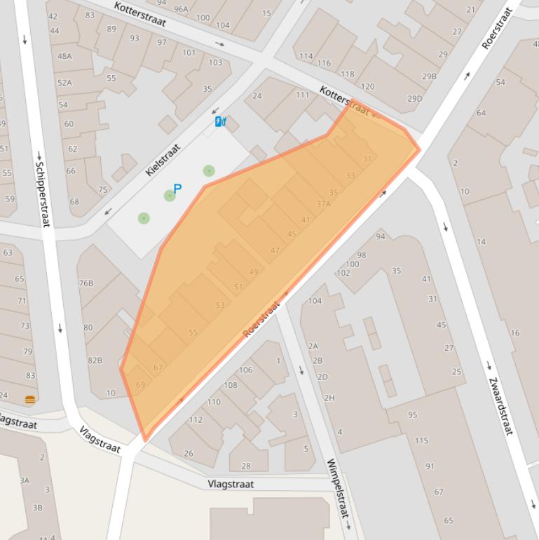 Kaart van postcodegebied 2584TT.