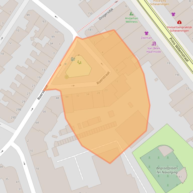 Kaart van postcodegebied 2584TV.
