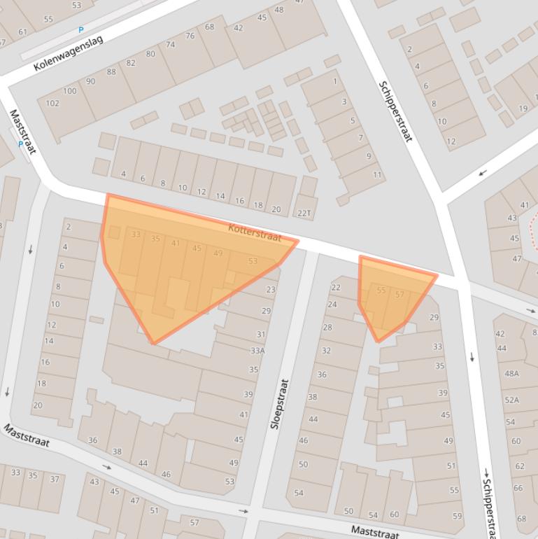 Kaart van postcodegebied 2584VA.