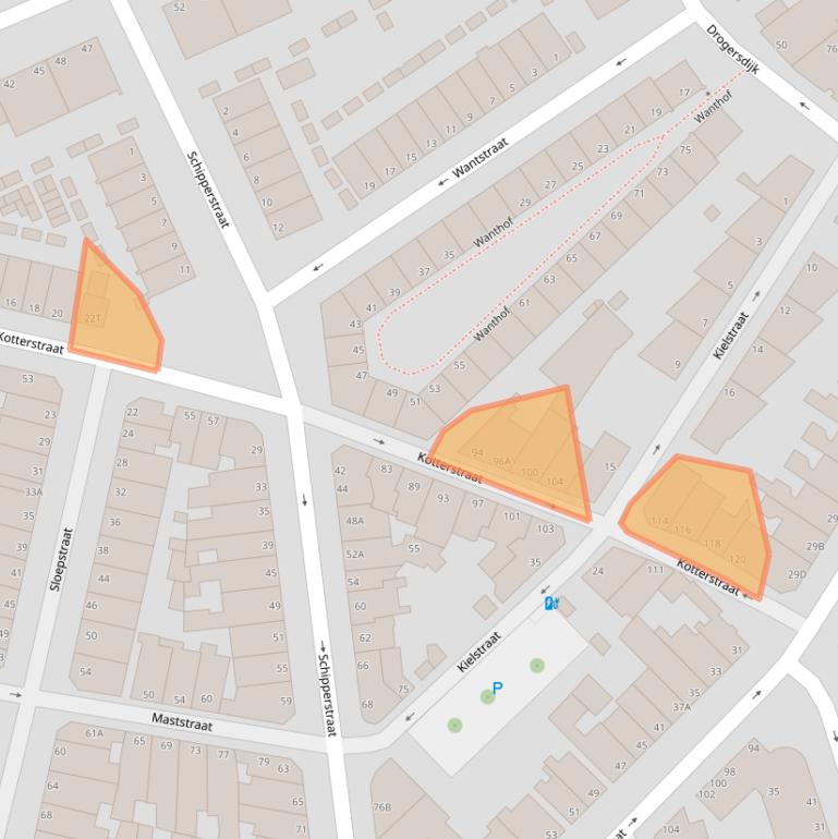 Kaart van postcodegebied 2584VD.