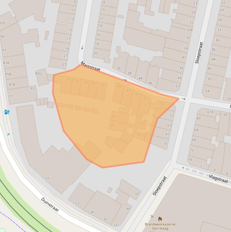 Kaart van postcodegebied 2584VG.