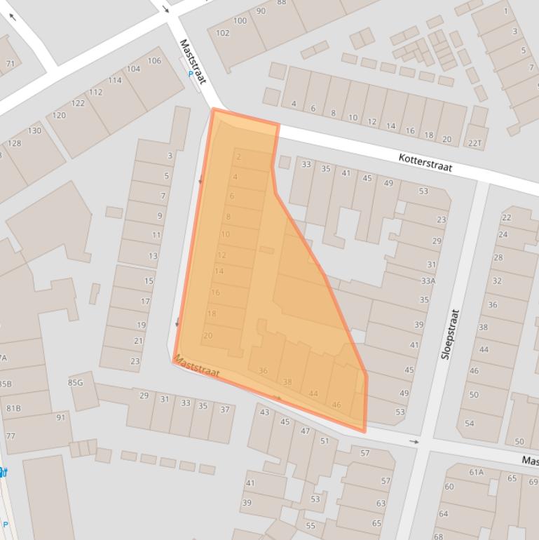 Kaart van postcodegebied 2584VJ.