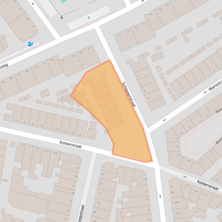 Kaart van postcodegebied 2584VL.