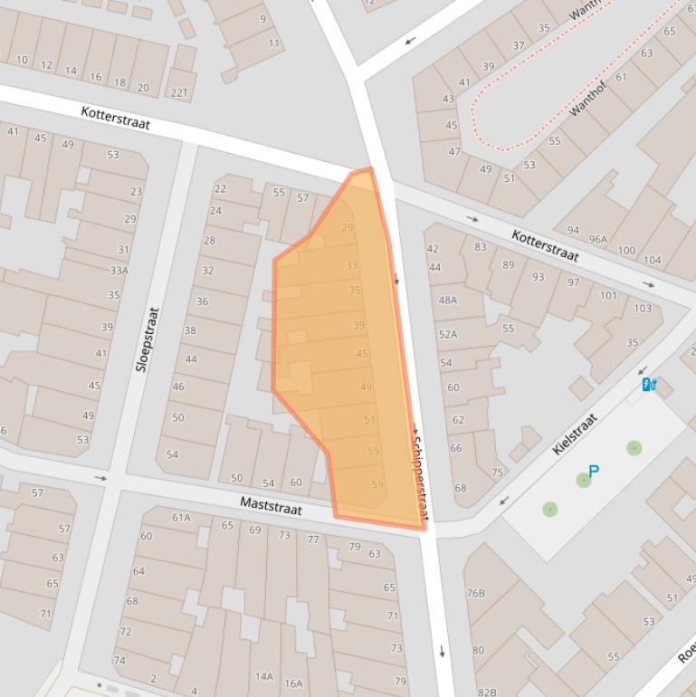 Kaart van postcodegebied 2584VM.