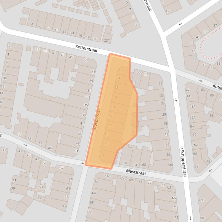 Kaart van postcodegebied 2584VV.