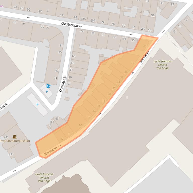 Kaart van postcodegebied 2584XG.