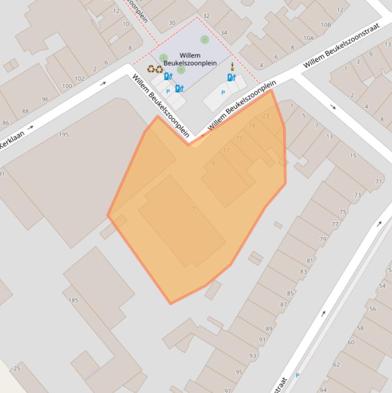 Kaart van postcodegebied 2584XJ.