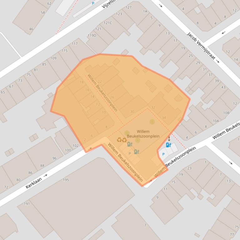 Kaart van postcodegebied 2584XK.