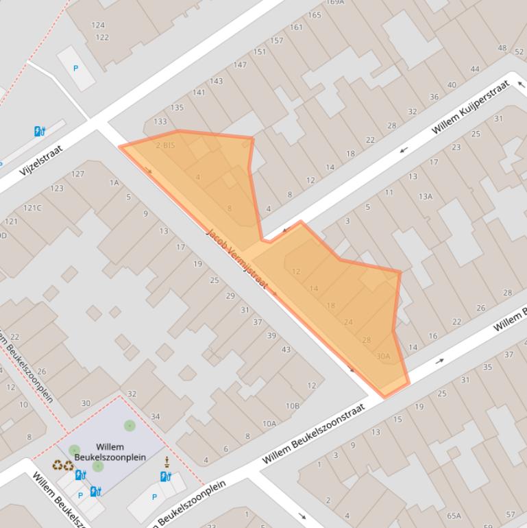 Kaart van postcodegebied 2584XM.