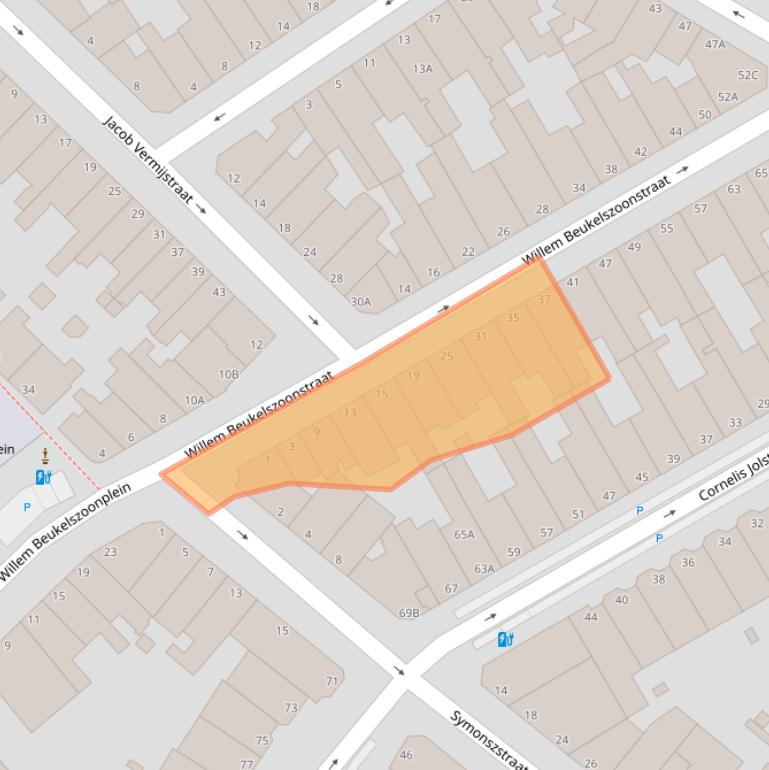 Kaart van postcodegebied 2584XN.