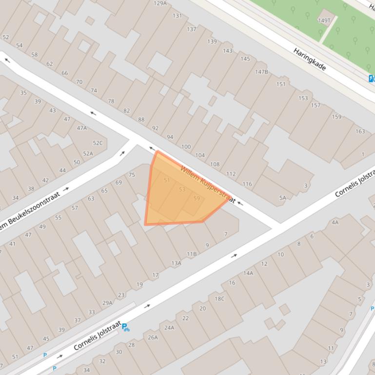 Kaart van postcodegebied 2584XV.