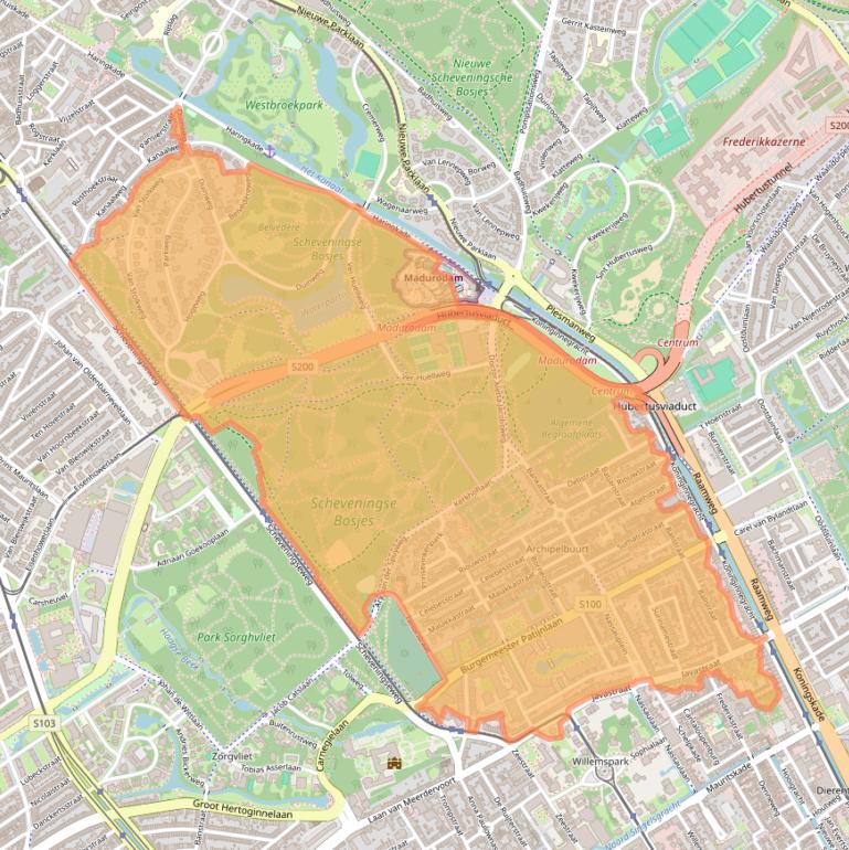 Kaart van postcodegebied 2585.