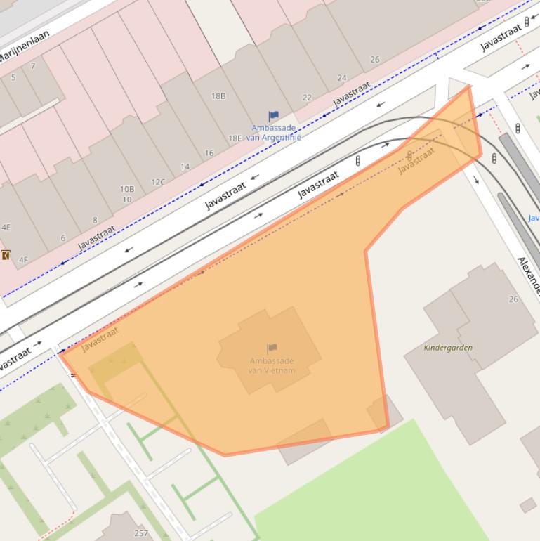 Kaart van postcodegebied 2585AA.