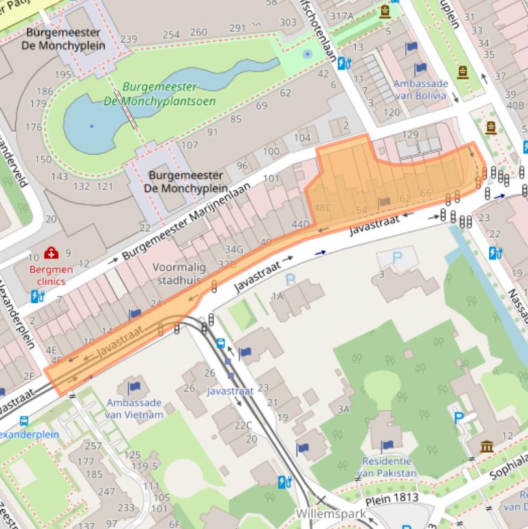 Kaart van postcodegebied 2585AR.