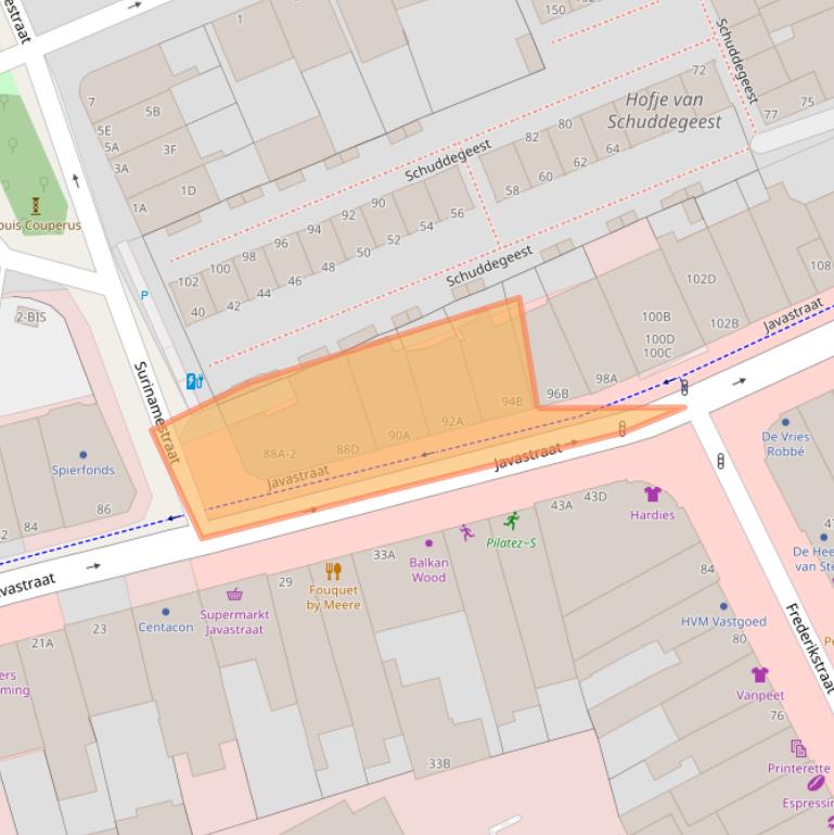 Kaart van postcodegebied 2585AT.