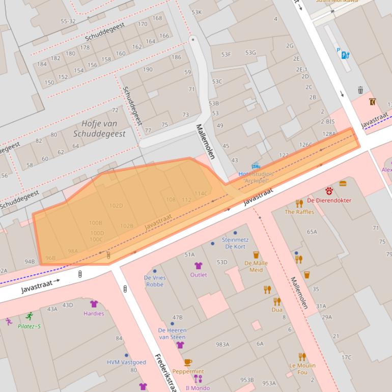 Kaart van postcodegebied 2585AV.