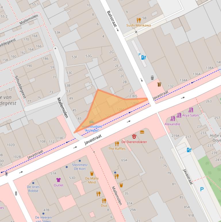 Kaart van postcodegebied 2585AW.