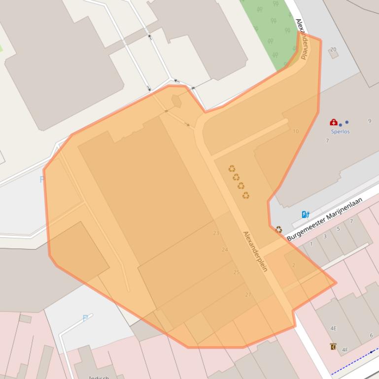 Kaart van postcodegebied 2585AZ.