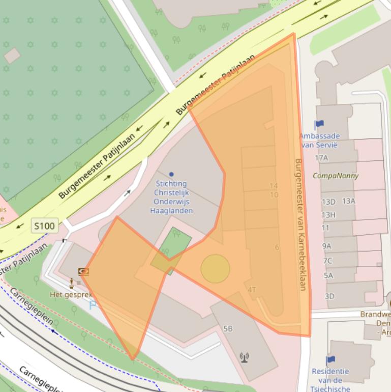 Kaart van postcodegebied 2585BB.