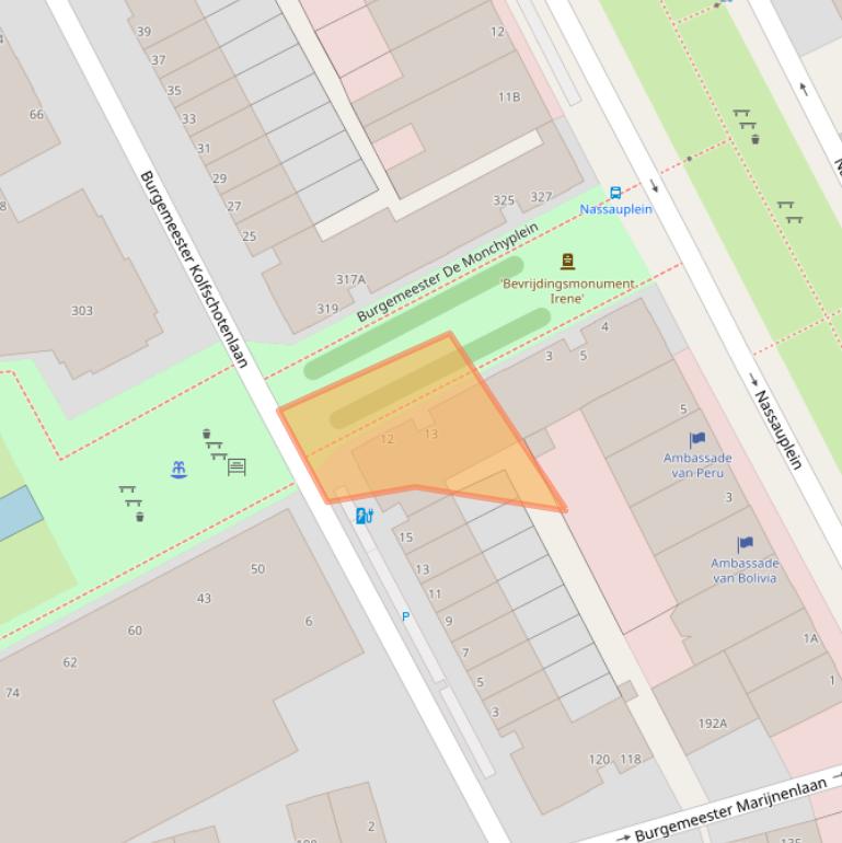 Kaart van postcodegebied 2585BD.