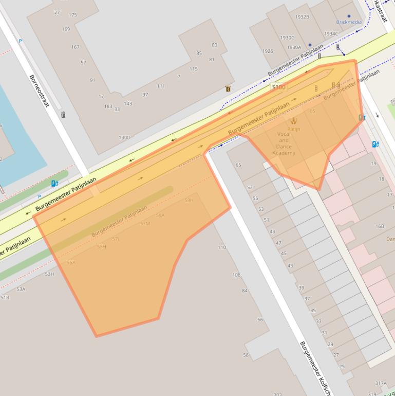 Kaart van postcodegebied 2585BJ.