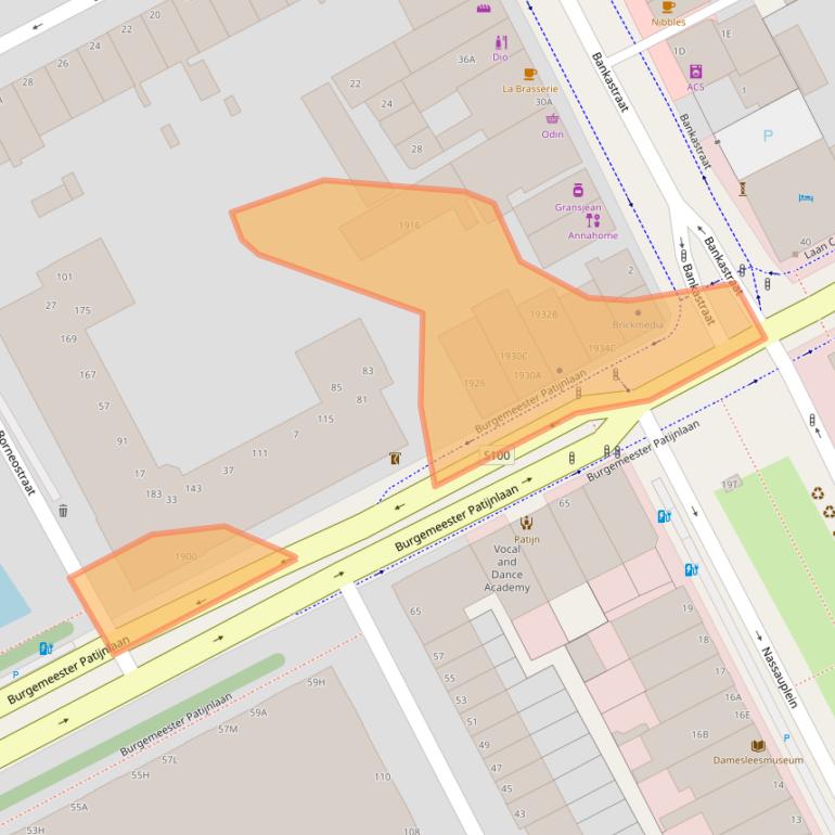 Kaart van postcodegebied 2585CB.