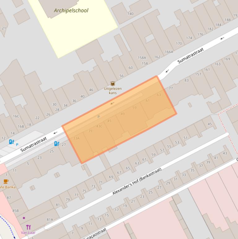 Kaart van postcodegebied 2585CM.