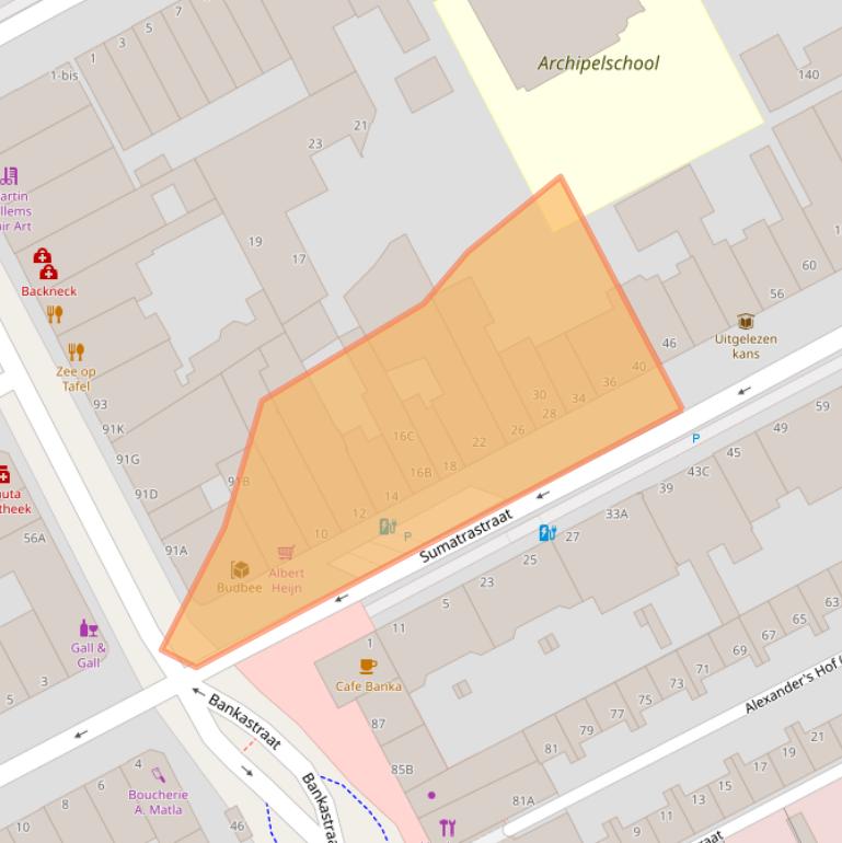 Kaart van postcodegebied 2585CS.