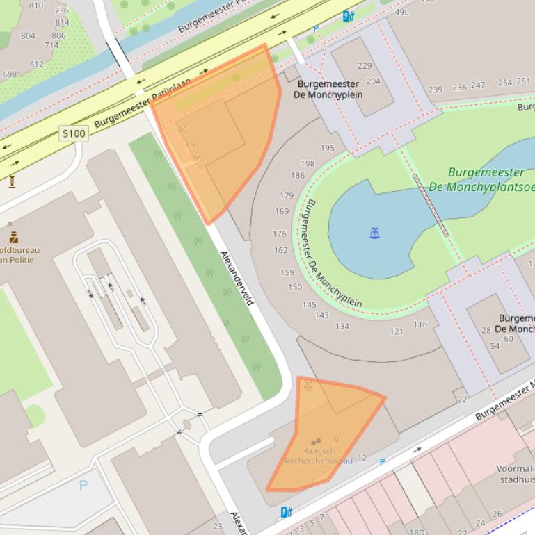 Kaart van postcodegebied 2585DB.