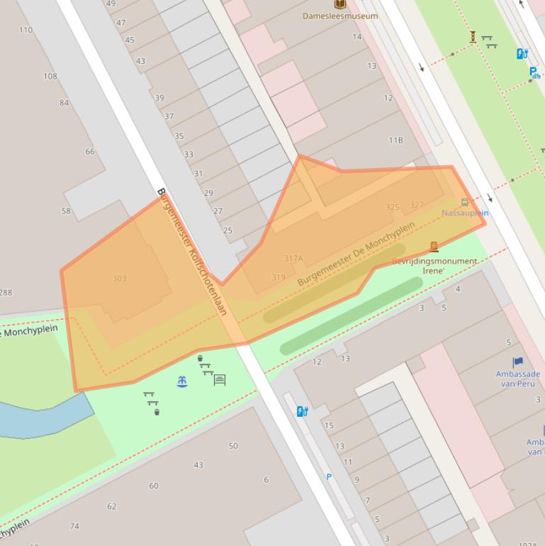 Kaart van postcodegebied 2585DL.