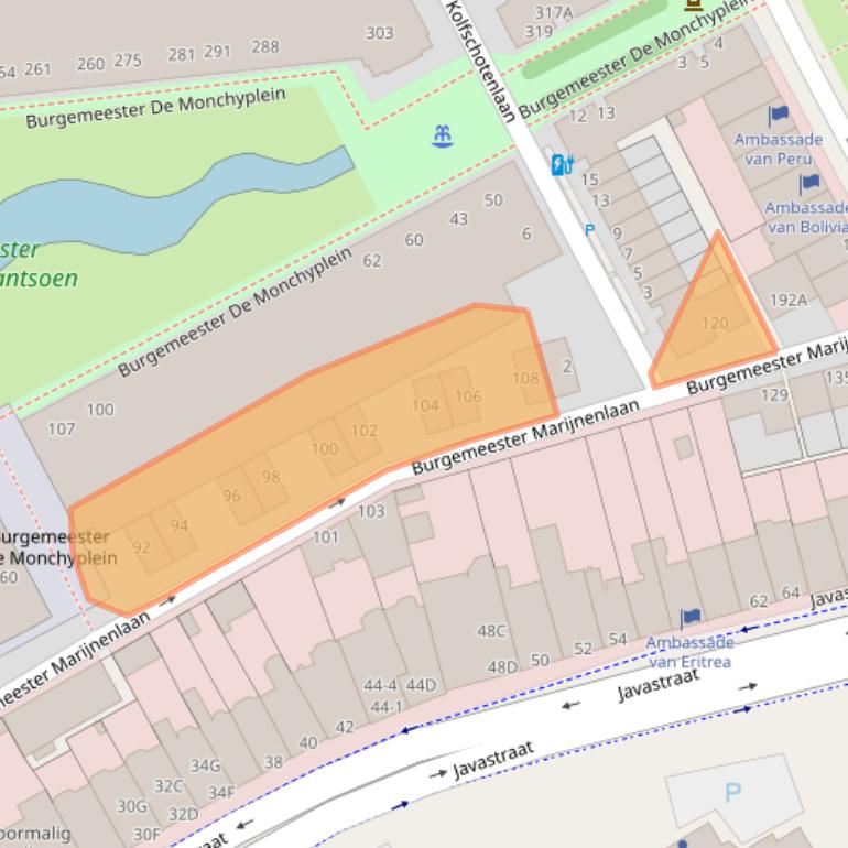 Kaart van postcodegebied 2585DR.