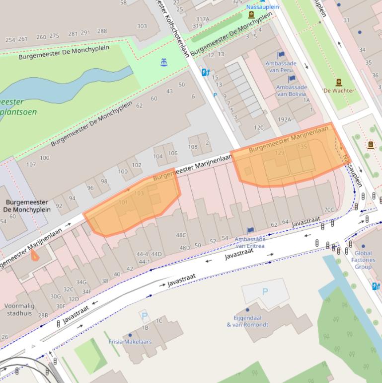 Kaart van postcodegebied 2585DV.