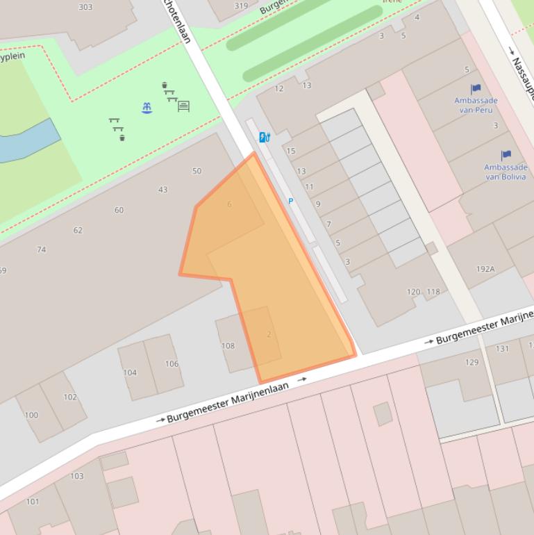 Kaart van postcodegebied 2585DW.