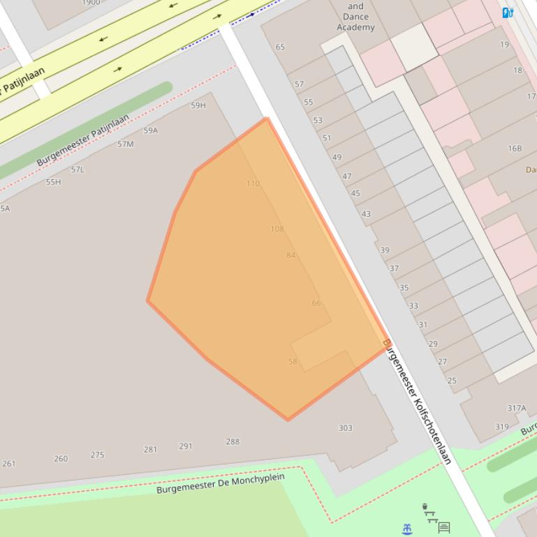 Kaart van postcodegebied 2585DX.