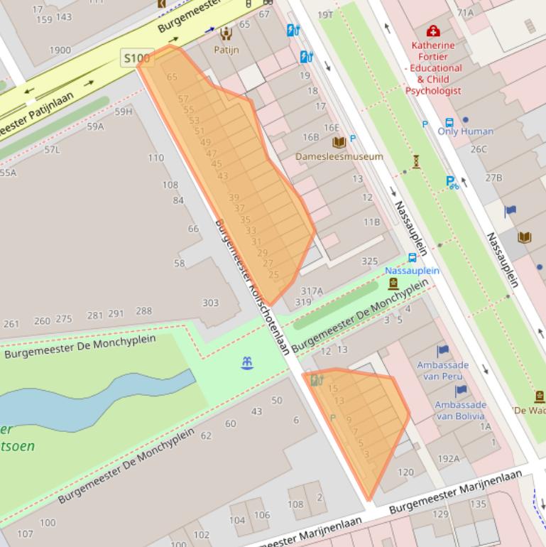 Kaart van postcodegebied 2585DZ.