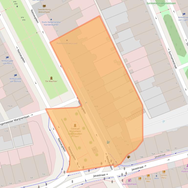 Kaart van postcodegebied 2585ED.